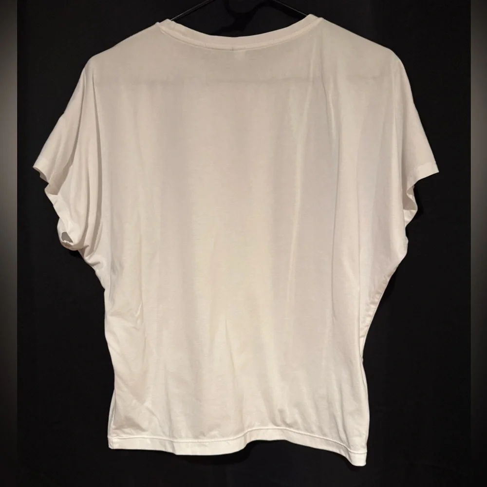 Uniqlo Airism Drape T-Shirt, Short Sleeve Top, White, XS - Picture 4 of 16